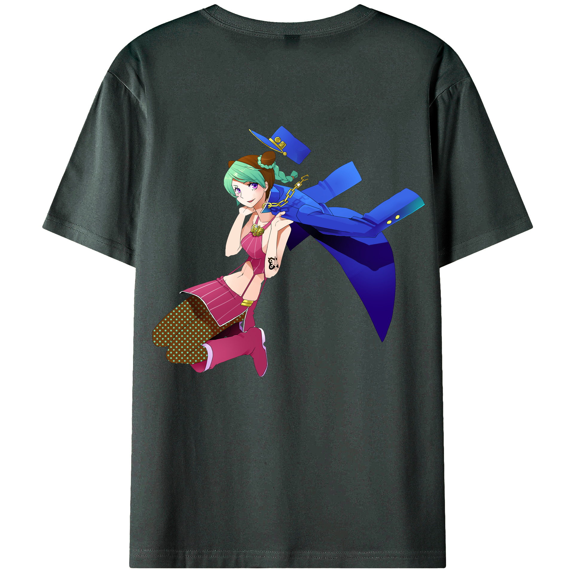 （画像用） "ジョジョの奇妙な冒険 くうじょう ジョリーン JoJo's Bizarre Adventure Jolyne Cujoh " 綿100％ メンズ半袖Tシャツ（バックプリント） 通気性